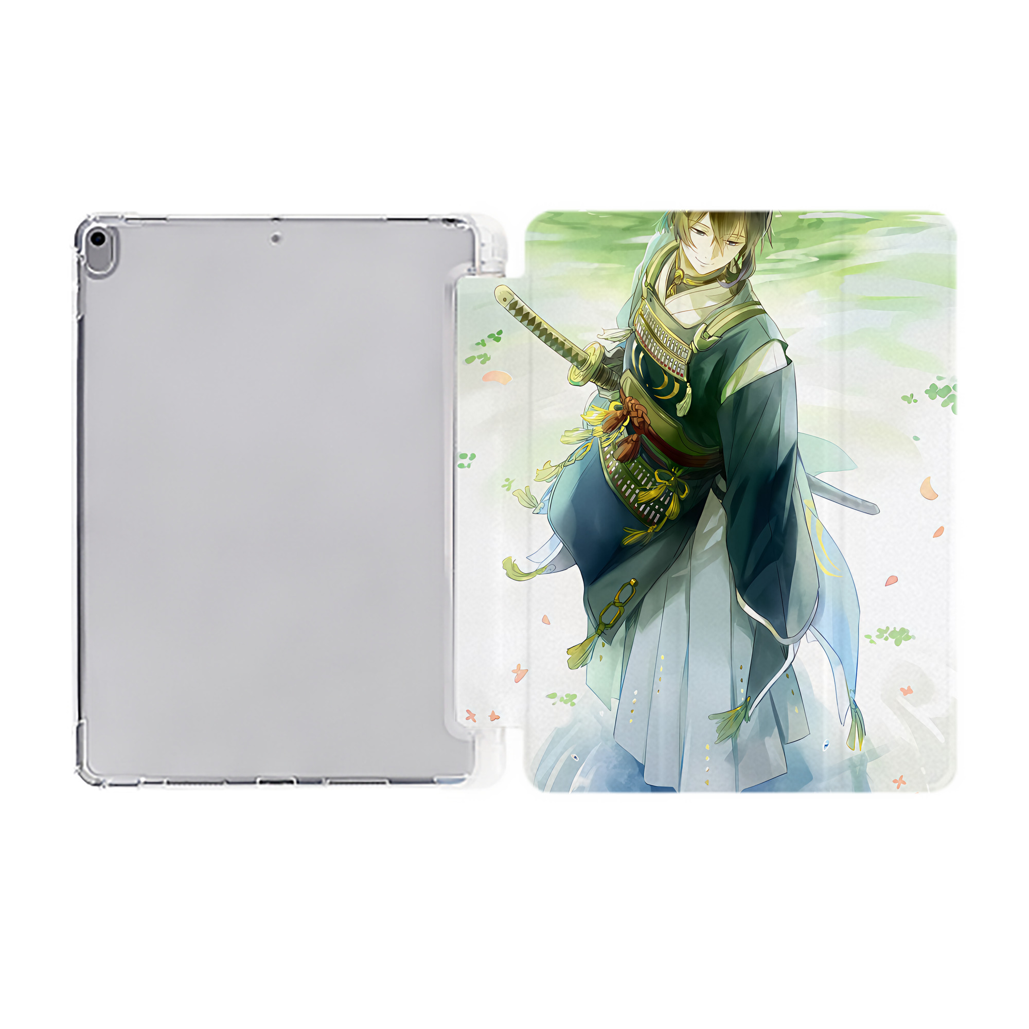 （画像用） 刀剣乱舞 Touken Ranbu IPad ケース ペン収納付き 三つ折りスタンド PUレザー×シリコン 対応機種9.5/10.5/10.9インチ
